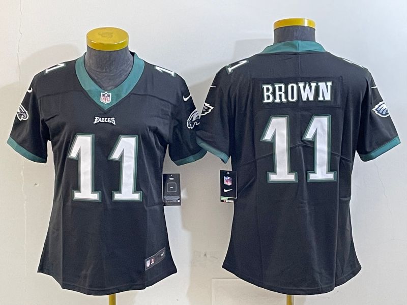 Youth Philadelphia Eagles #11 Brown Black 2025 Nike Vapor Limited NFL Jersey style 1